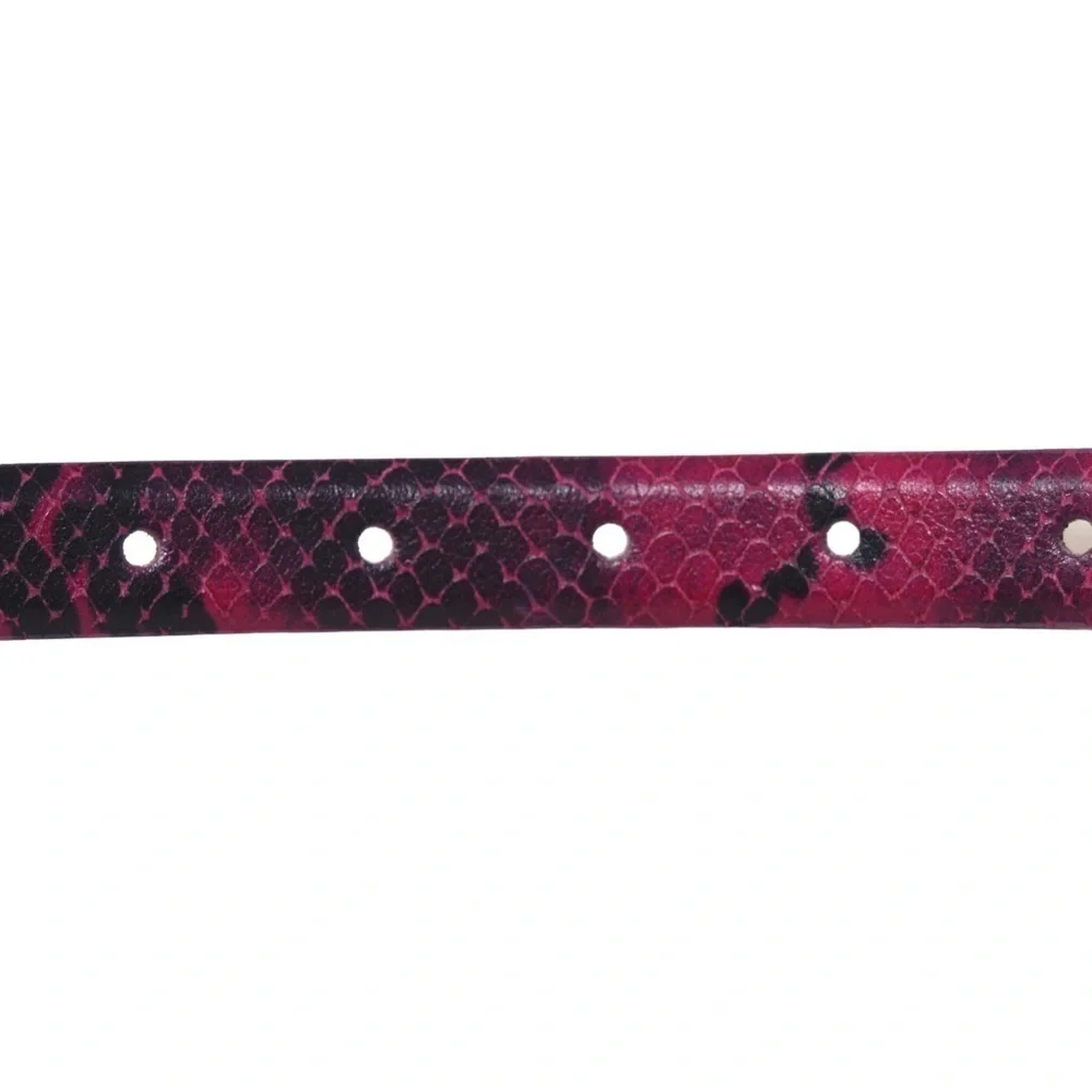Casual Corner‎ Italian Leather Snakeskin Print Belt with Rectangular Buckle